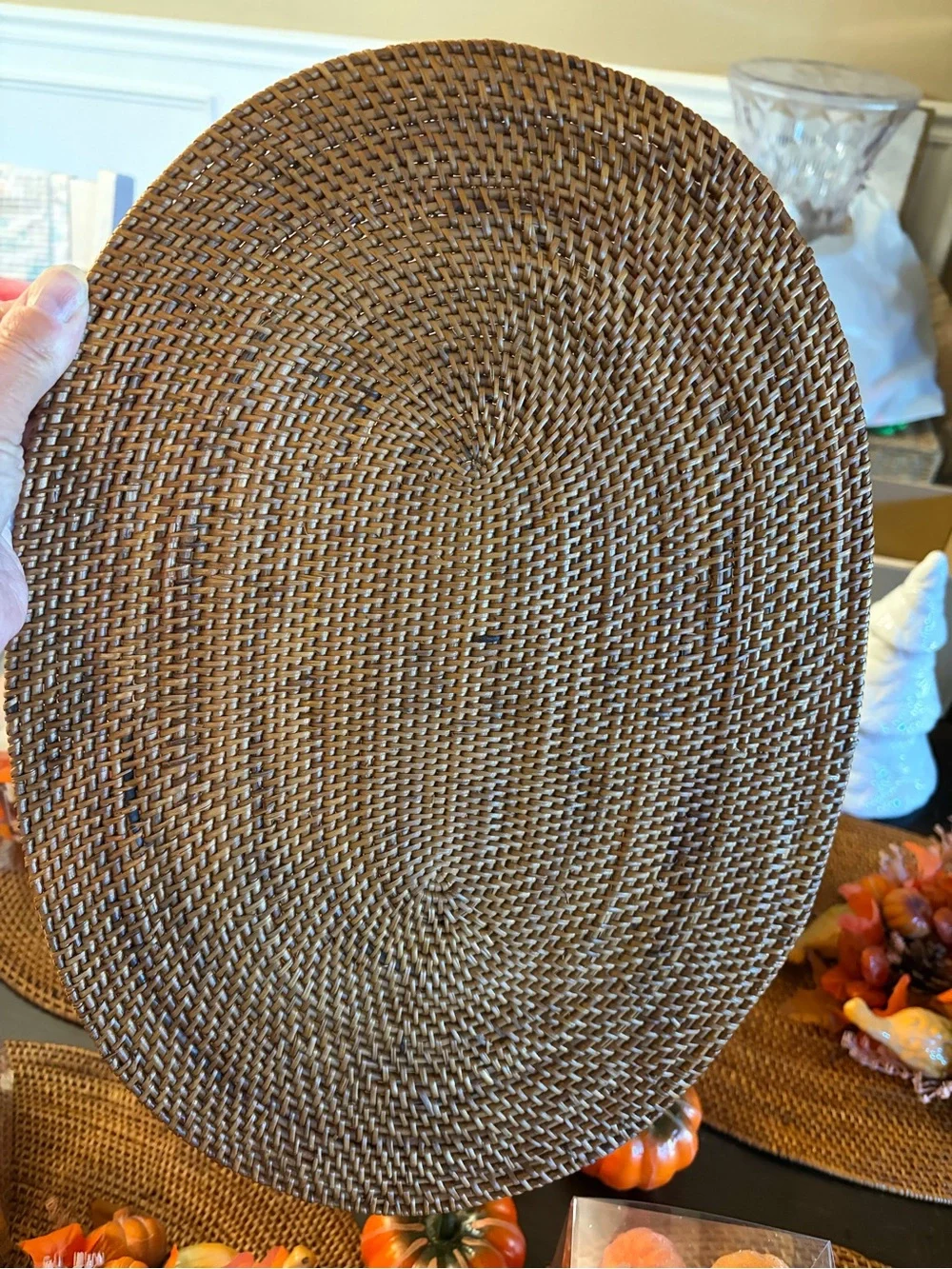 Huge Fall Decor Lot Pier 1 Flocked Pumpkins Vintage Wicker Place Mats ETC